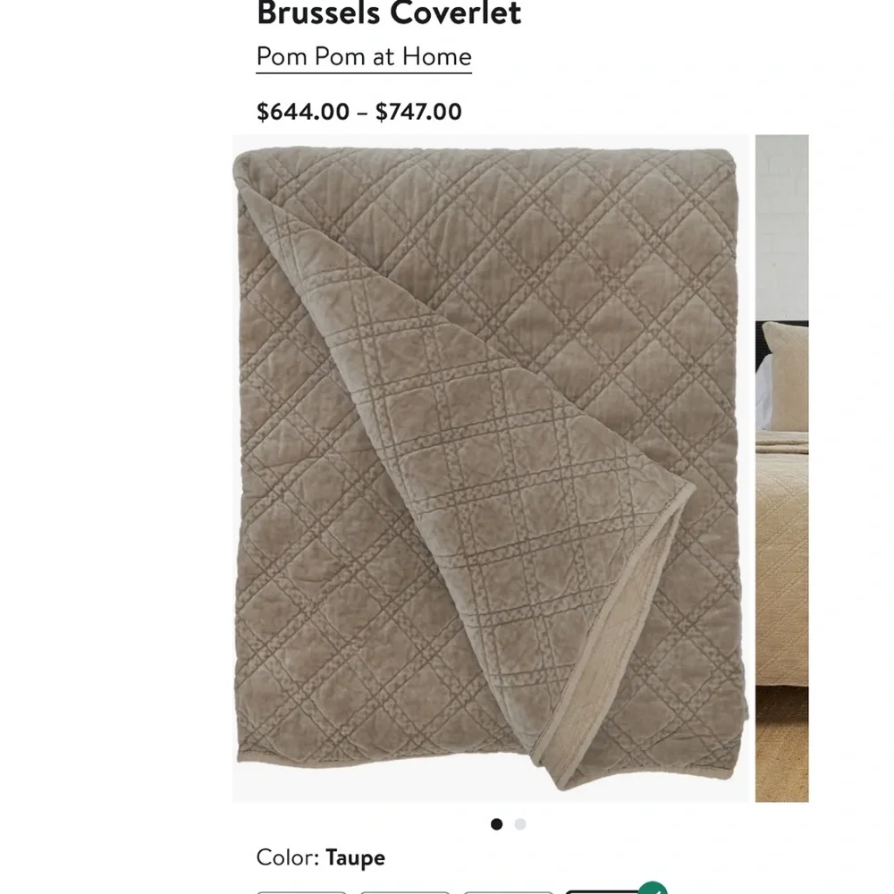 Pom Pom at Home Brussels Coverlet $ 747 taupe /new  Size : King